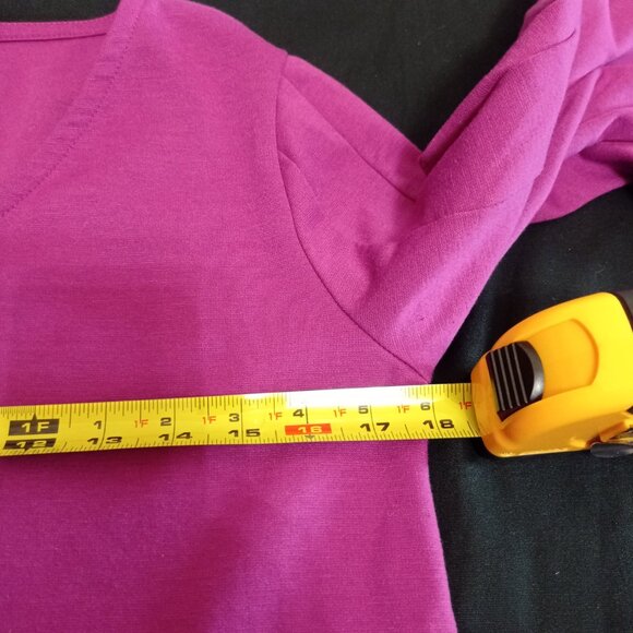 Banana Republic Women's Size S Basic Purple Pink Solid Polyester V-Neck Regular - Picture 3 of 6